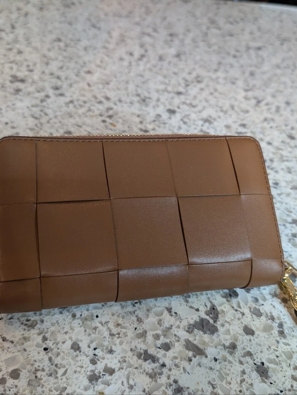 Michael Kors Jet Set Woven Congac Wristlet Wallet